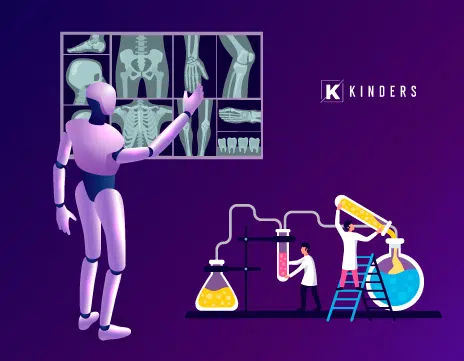Humanoid robot examines X-rays while scientists experiment