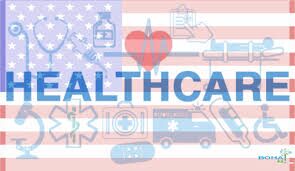 American healthcare concept with medical icons