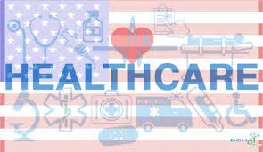 American healthcare concept with medical icons