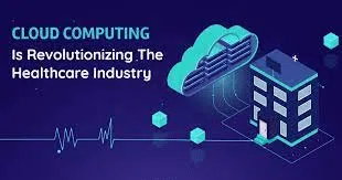 Cloud computing illustration connecting hospital and servers