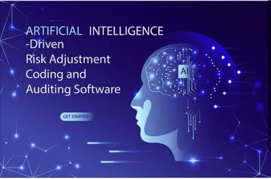 AI brain silhouette representing risk adjustment software