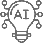 AI lightbulb icon with circuit lines