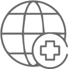 Globe with medical cross icon