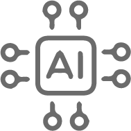AI chip icon with connected circuit nodes