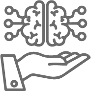 Hand holding artificial intelligence brain icon