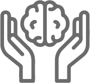 Hands cradling brain icon