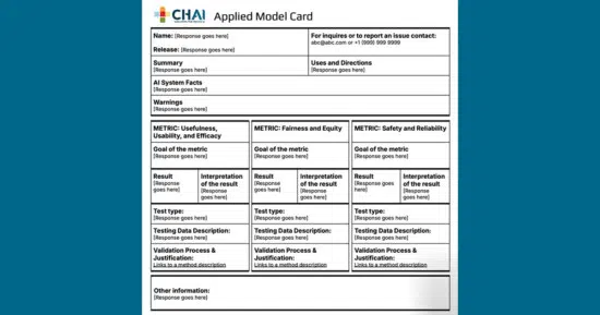 Blank CHAI Applied Model Card template form