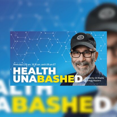 Health Unabashed podcast banner, man with glasses