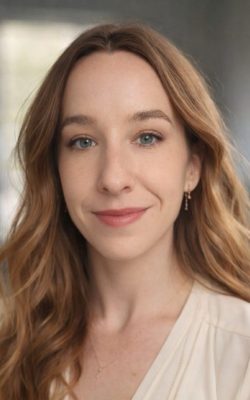 Portrait of smiling woman with wavy hair